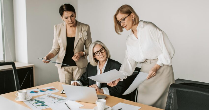 woman discussing contracts