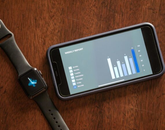 A Smartphone and Smartwatch on the Table